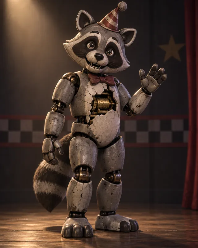 Tinsel the Raccoon, an original Five Nights at Freddy's character